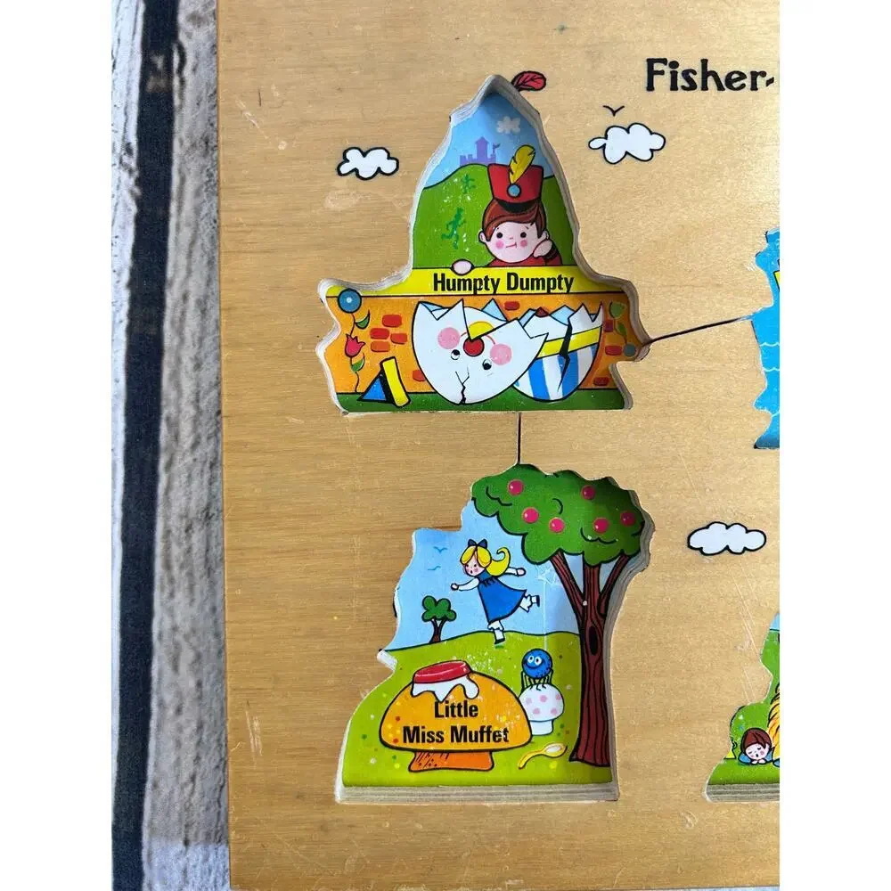 FISHER PRICE Vintage Nursery Rhymes Wooden Peg Puzzle